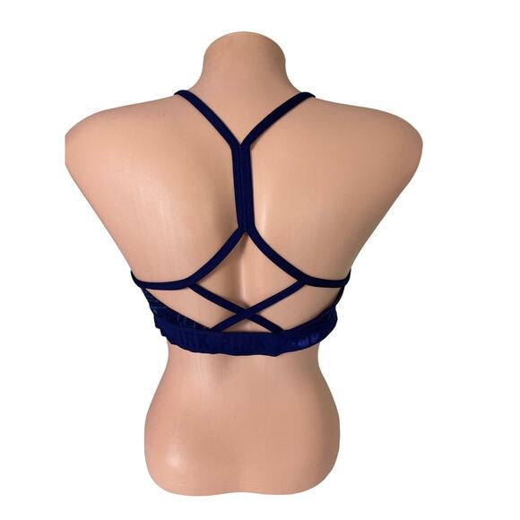 Victoria's Secret PINK Sport Bra Sz L Blue Strappy Back V-Neck - Picture 6 of 6